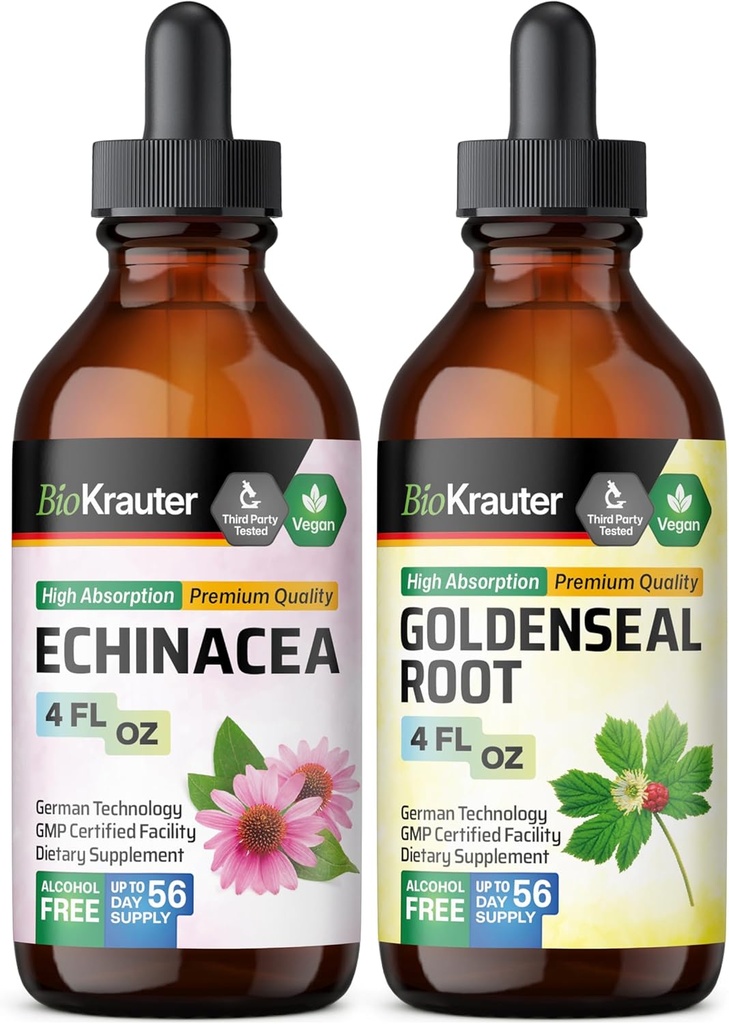 BIO KRAUTER Echinacea Tinkture 4 Fl. Oz. & Goldenseal Tinkture 4 Fl. Oz.