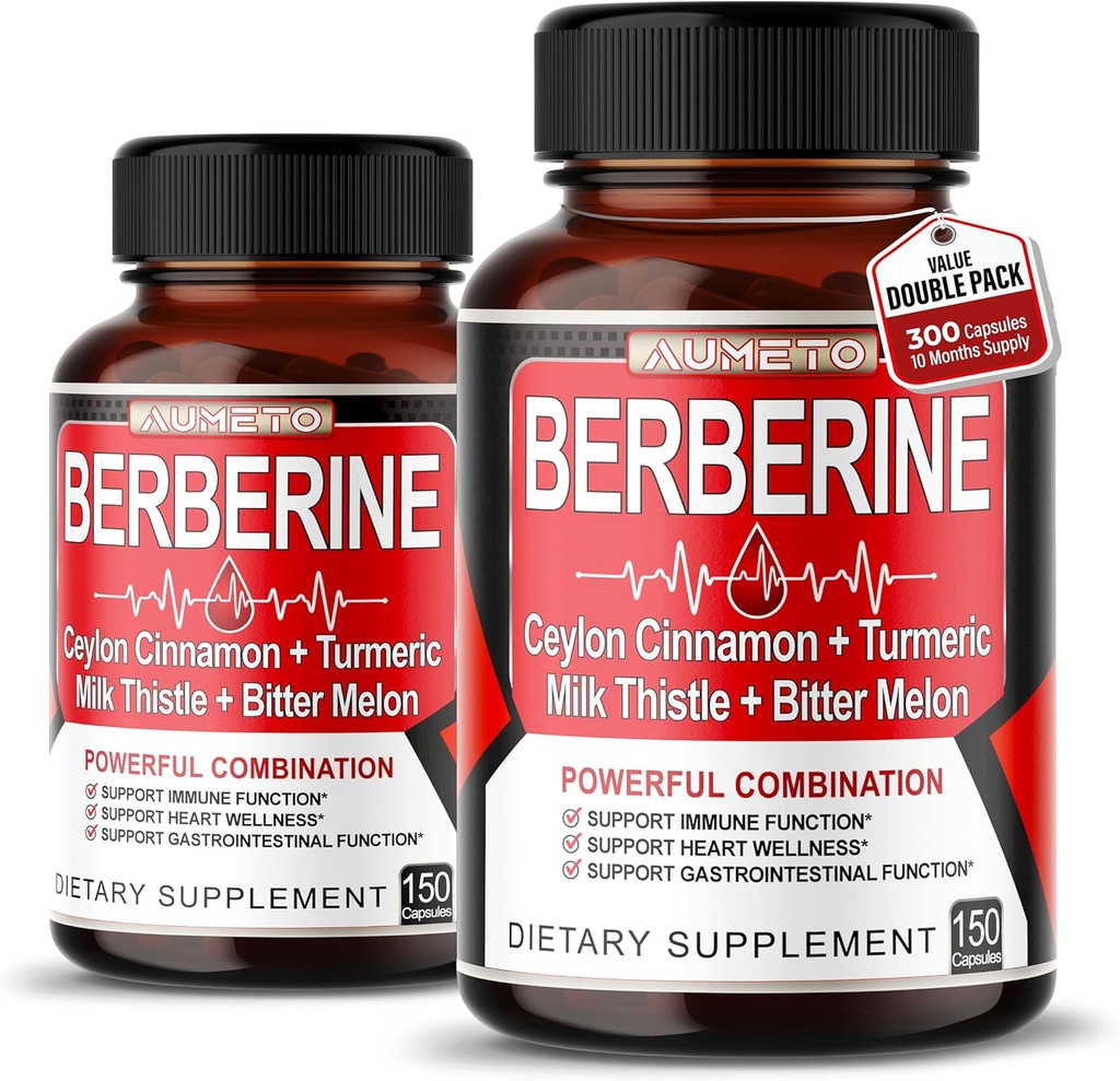 Berberine dopolnilo - Izboljšana s Ceylon Cimet, Kurkuma, Mlečni Thistle, Bitter Melon za digestion, Immunity & Teža Management Podpora (150 Count (Pack of 2))