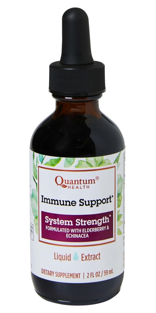 Quantum Health Imune Support Elderberry Echinacea Goldenseal Liquid Extract - Dnevna Wellness Herbal Immunity Formula za ženske in moške - visok odmerek, hitra absorpcija Tinktura - 2 Fl Oz
