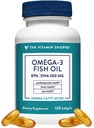 Vitamin Shoppe Omega 3 ribje olje 1000mg, EPA 300mg & DHA 200mg, čistost Assured, molekulsko destilirana za podporo kardiovaskularno, skupno in zdravje možganov (120 Softgels)
