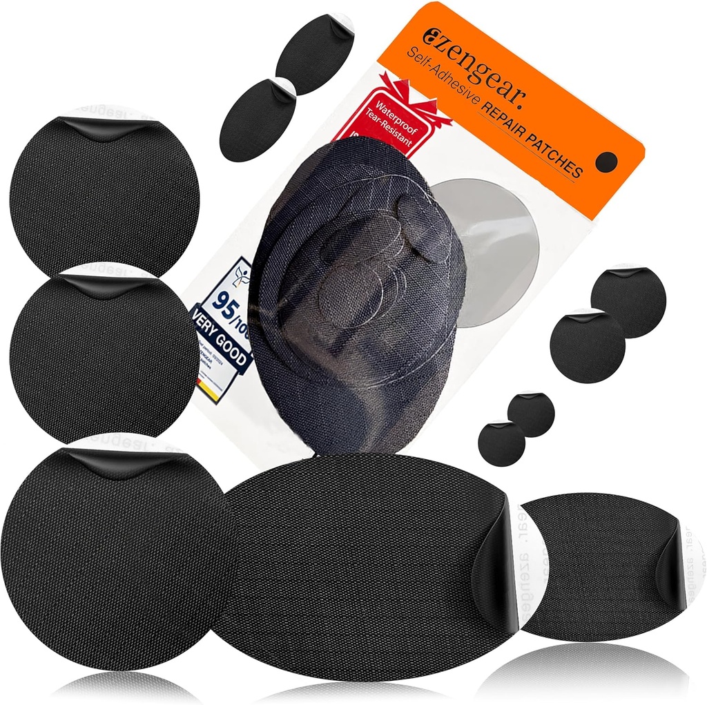 aZengear popravilo obliži - vodoodporne, samolepljiv, Tear-Heat-Odporni poliester tkanine za popravilo dol jakna, Puffer, Snowsuit, Shoe, Tent, PVC, Oblačila, oblazinjenje (Črna)