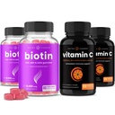 NutraChamps Biotin Gummies (2 pakiranji) in kapsule vitamina C (2 pakiranji)