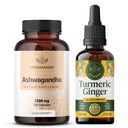 HERBAMA Ashwagandha in kurkuma ingver, ki vsebuje 1500 mg korenske kapsule Ashwagandha in kurkuma ingver tinktura 2 fl - vegan, ne-GMO, sladkor in alkohol - 2 pakiranji