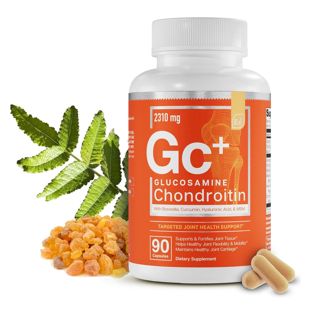 Esencialni elementi Glukozamin Chondroitin MSM Boswellia Serrata Hyaluronic Acid dodatek skupna podpora Antioksidant dodatek za prilagodljivost - 90 kapsul