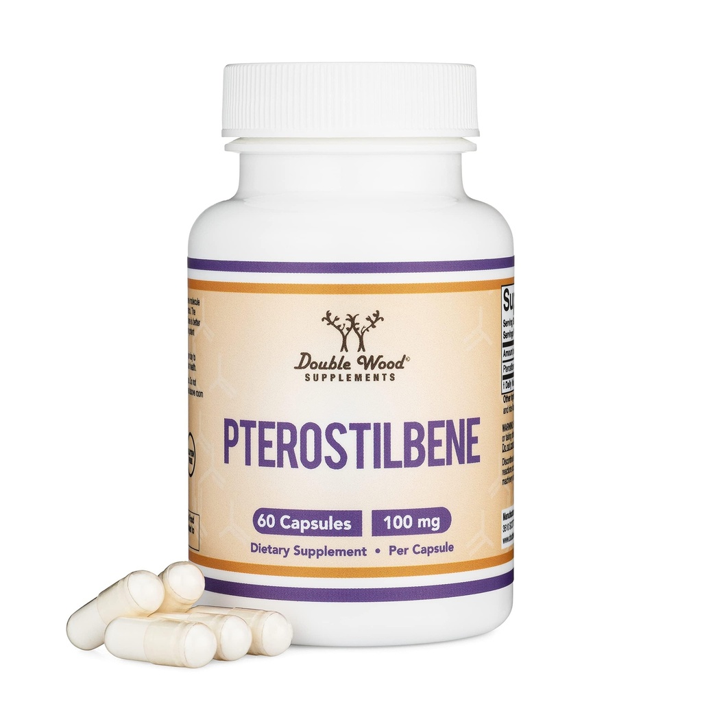Pterostilben dopolnilo 100 mg kapsule (tretja stran testirana) 60 kapsule, Superior to Resveratrol, antioksidant za podporo dolgoživosti (ne-GMO, Gluten prost) z dvojnim lesom