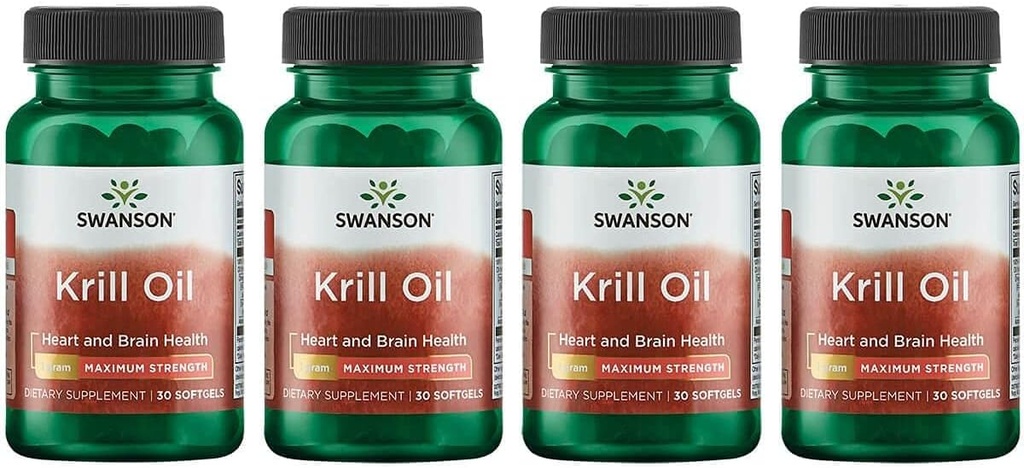 Swanson EFAs- Kril olje - Največja moč - 1 g, 30 Softgels (4 pakiranje)