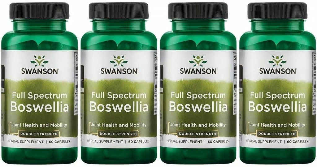 Swanson dvojno moč Boswellia-Herbal dodatek spodbujanje skupno podporo-Ayurvedski Herb za skupno prilagodljivost in mobilnost podpora-Made w/Boswellia Serrata Resin-(60 kapsul, 800mg vsak) 4 pakiranje