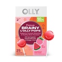 OLY Focus Buddies L’OLLY Pops, Cognizin, Vitamini B6 in B12, Omega-3 ALA, Podpira osredotočeno pozornost in zdravo delovanje možganov,* Otroci 4+ Prehranska dopolnila, lubenica Jagoda aromatizirana, 25 Count