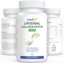 Liposomski hidrolizirani kolagen peptidi 1700 mg in Biotin 10000mcg dodatki za ženske, moške, visoka absorpcija, vitamin E,C in cinkove kapsule za kožo, rast zraka, skupne in nohte,60 softgels