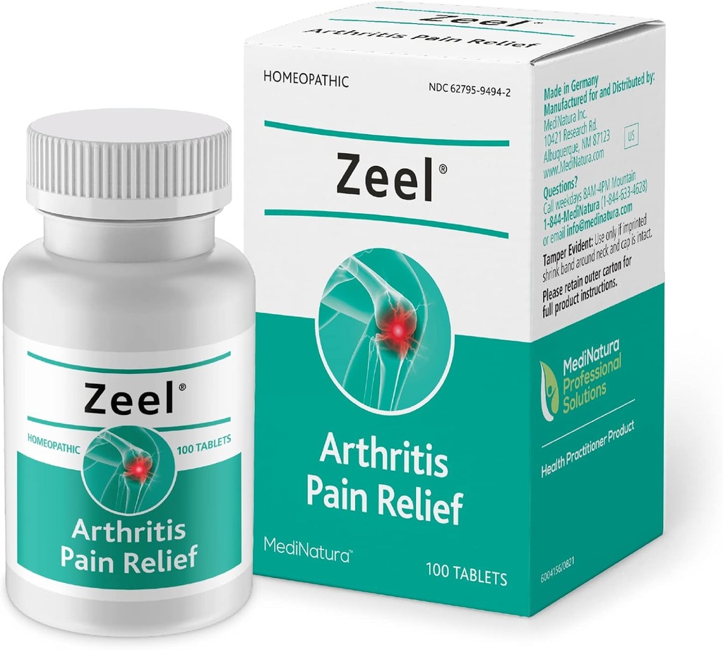 MediNatura Zeel Homeopatska podpora Relieve Pain & Stiffness okoli sklepov - Arnica + 14 Aktivne naravne sestavine - 100 tablet