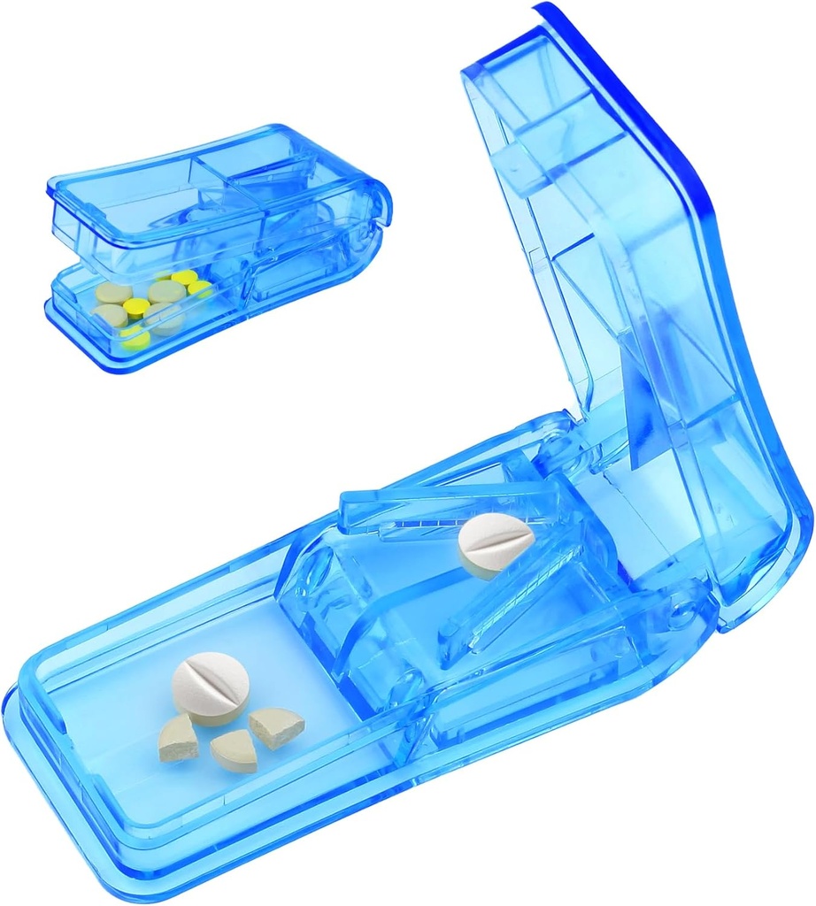 Sol Cutter Splitter za majhne in majhne tablete Najboljši tablete Cutter Splitter 1/4 Vitamini Tablete Splitter reže s ščit Medicine Cutter podvoji kot tablete Organizator