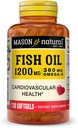 MASON NARAVNO ribje olje 1200 mg Omega-3 360 mg - zdravo srce, podpira cirkulacijsko funkcijo, izboljšano kardiovaskularno zdravje, 120 Softgels