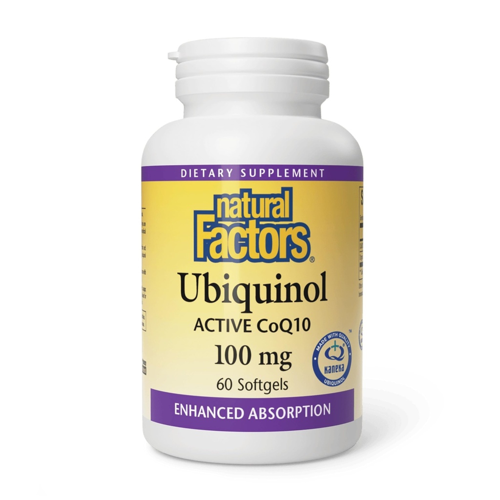 Naravni dejavniki Ubikinol 100 mg - Podpira zdravje srca in naravno vitalnost - Antioksidant podpora dodatek z vrhunsko absorpcijo - Energijsko podporo z laneno olje - 60 Softgels (60 Serving)