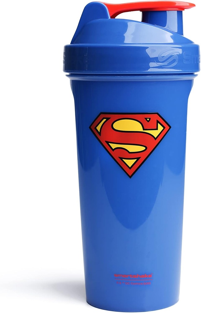 Smartshake Lite Justice League Superman Protein Shaker Steklenica 800ml – BPA Free Leakproof Gym Protein Shakes Steklenica za Protein Powder DC Comics Modra voda steklenica Superman darila