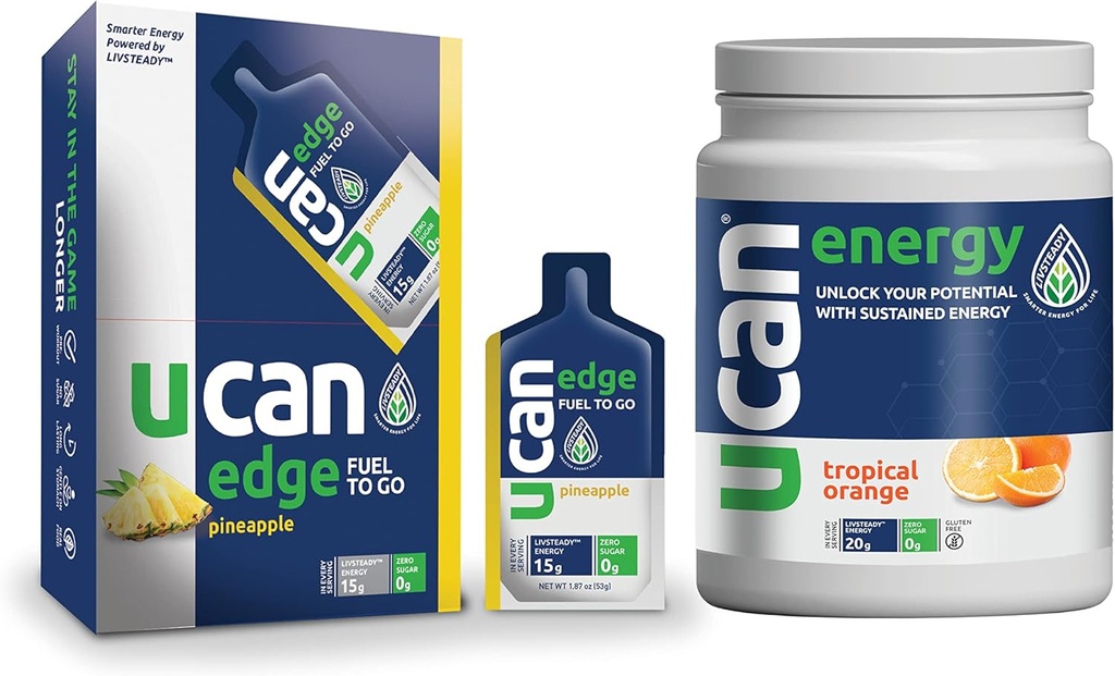UCAN Ananapple Edge Energy Gel & Orange Energy Powder - Odlično za tek, usposabljanje, fitnes, kolesarjenje, Crossfit & Več 