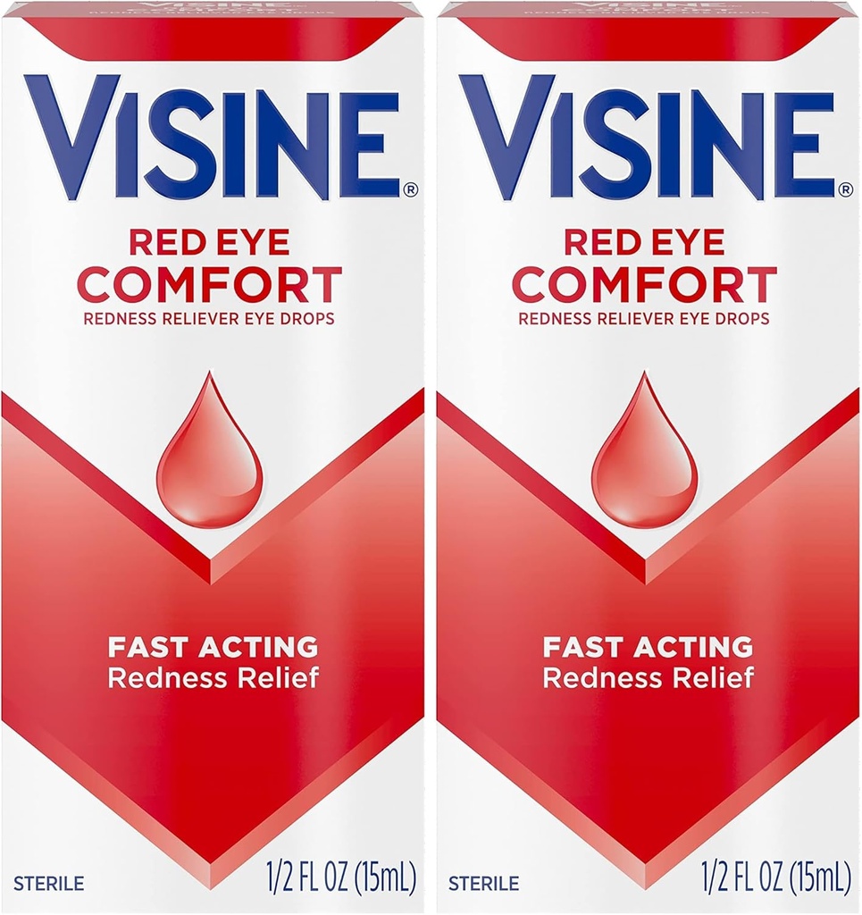 Vidno rdeče oko Udobje rdeče oko Relief oči kapljice za pomoč Olajšati rdeče oči zaradi manjših oči draženje hitro, tetrahidrozolin HCl, 0,5 fl. oz (Pack z 2)
