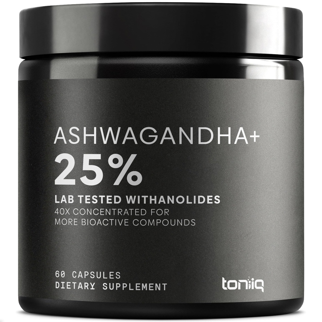 Ashwagandha - Ultra visoka moč 40:1 Izvleček s 25% Withanolides - Wild žetev v Indiji - visoko koncentrirani in tretjestrani laboratorij testiran - 60 kapsul