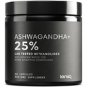 Ashwagandha - Ultra visoka moč 40:1 Izvleček s 25% Withanolides - Wild žetev v Indiji - visoko koncentrirani in tretjestrani laboratorij testiran - 60 kapsul