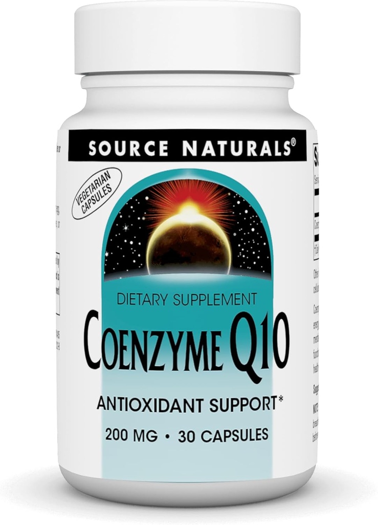 Vir Naturals Koencim Q10, Antioksidant Podpora* za proizvodnjo energije, Heart Function Support, Antioksidant Zaščita in zdrave gume, 200 mg - 30 Vegetarijanske kapsule