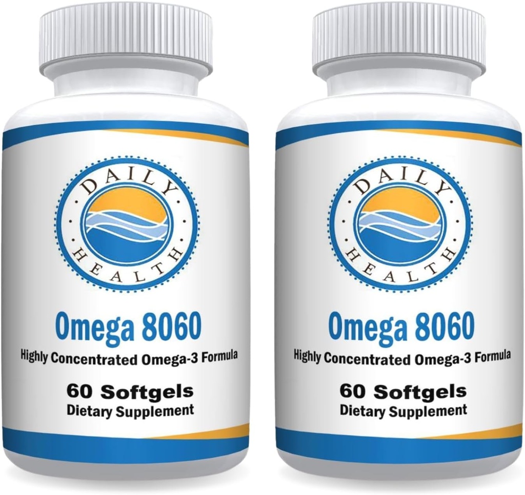 Omega 8060 2400mg Omega 3 Ribje olje Skupno zdravstveno dopolnilo 60 softgel - 2 mesec oskrba - 2pk