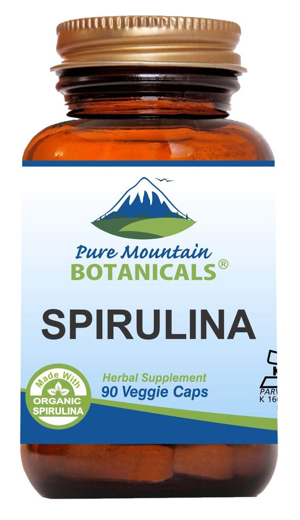 Čisti gorski botaniki Spirulina Kapsule - 90 Košir Veganske kape - Zdaj z 450mg organskega Spirulina Powder - Narava Superfood dodatek