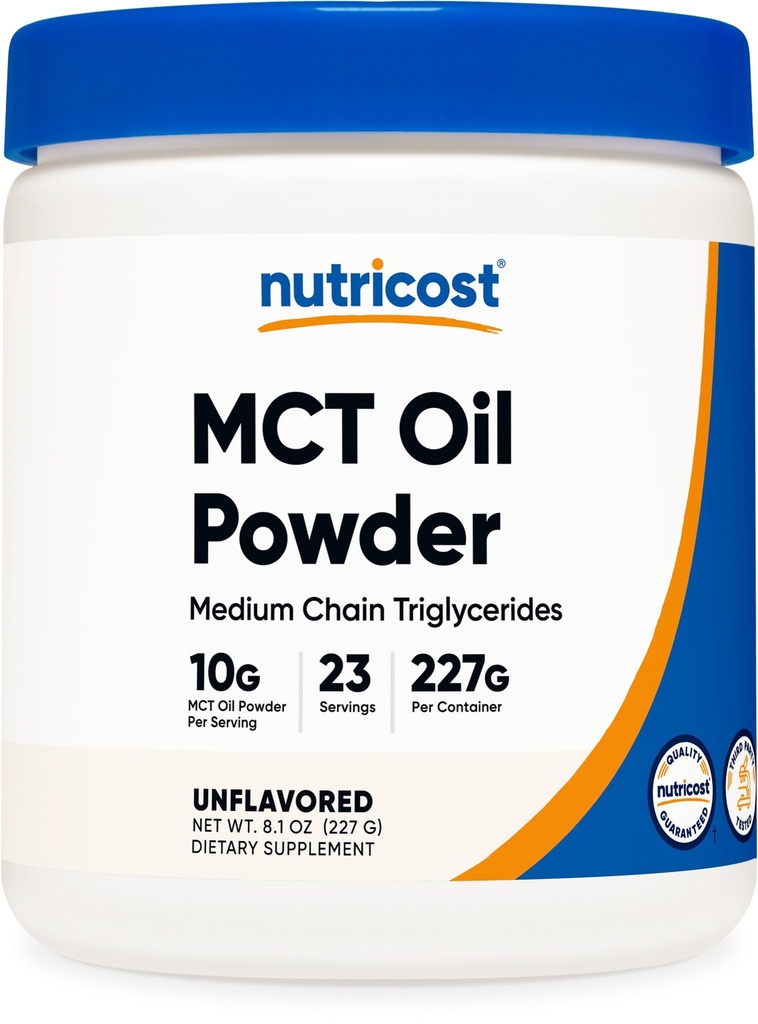 Nutricost Premium MCT Oil Powder .5LBS - Najboljši za Keto, Ketosis in Ketogene Diete - Zero Net Carbs, Non-GMO in Gluten Free