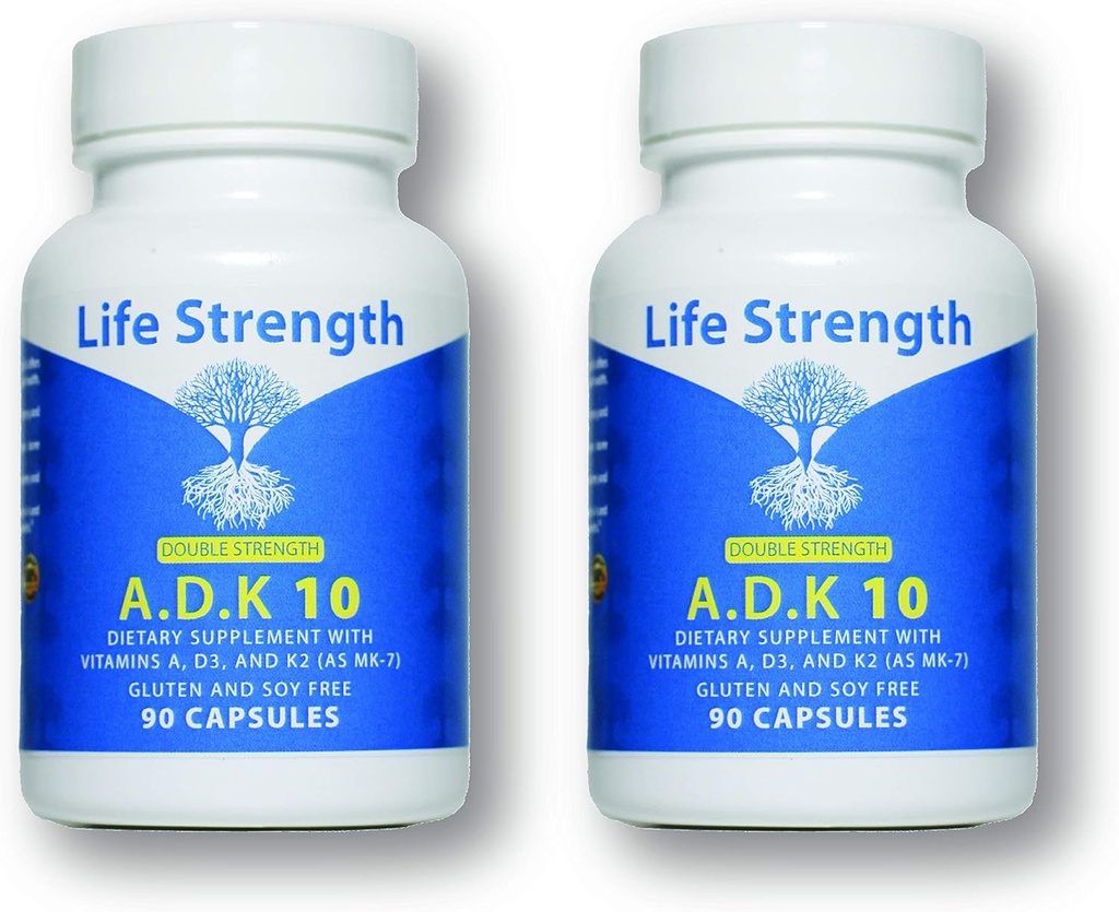 ADK 10 dodatek (180 Count) - Fizikalno oblikovani vitamini A1, D3 & K2 (kot MK7) za podporo zdravju kosti - Imunski sistem - Gluten Free, Soy Free, Non-GMO - 90 kapsul