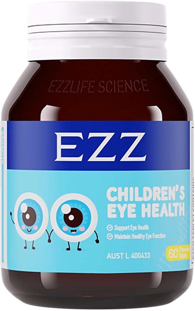 EZZ zdravje otrok, Essential Eye Vitamini Lutein in Zeaksantin, Olajšanje vizualne utrujenosti in povečanje vida, naravni in brez dodatkov, 60 Easy-to-Chew