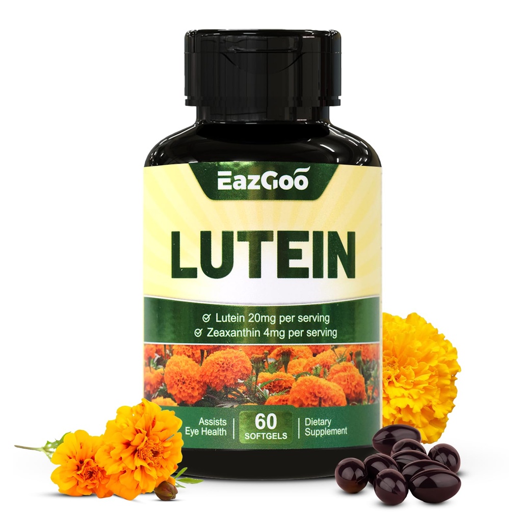 Lutein za oči, Lutein 20mg, Lutein in Zeaksantin dopolnila, dopolnila za oči, Eyestrain Relief & Podpora Vision Health, Vegan, 60 Softgels
