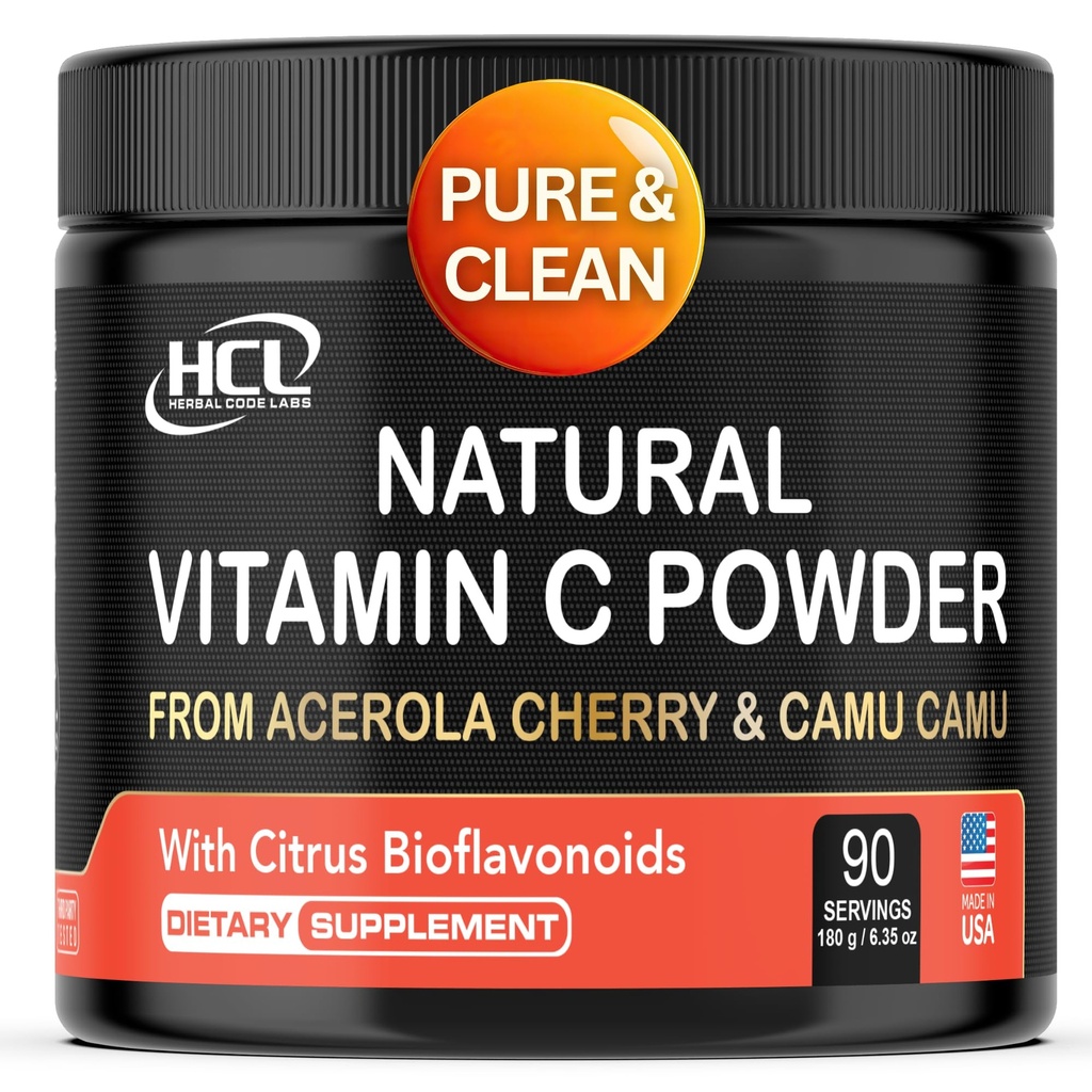 Naravni vitamin C iz Acerola Cherry & Camu Camu Powder - visoka absorpcija s Citrus Bioflavonoidi - Imunski sistem & Kolagen Booster - Proti staranju Kožni vitamini Izdelano v ZDA 90 servies