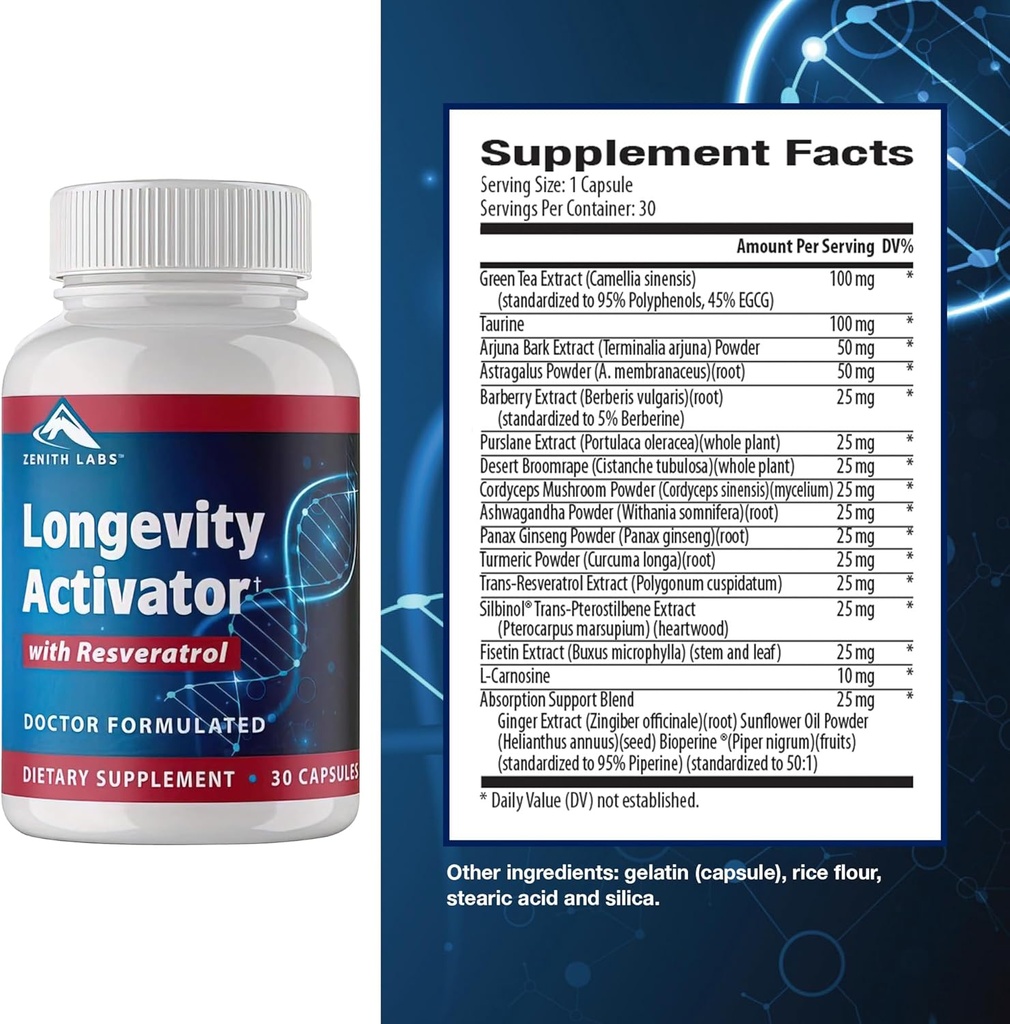 Zenith Labs dolgoživ aktivator anti-Aging dodatek prehranska dopolnila, naravni antioksidanti z Resveratrol - podpira imunske funkcije in zdravega spomina, 3 paket