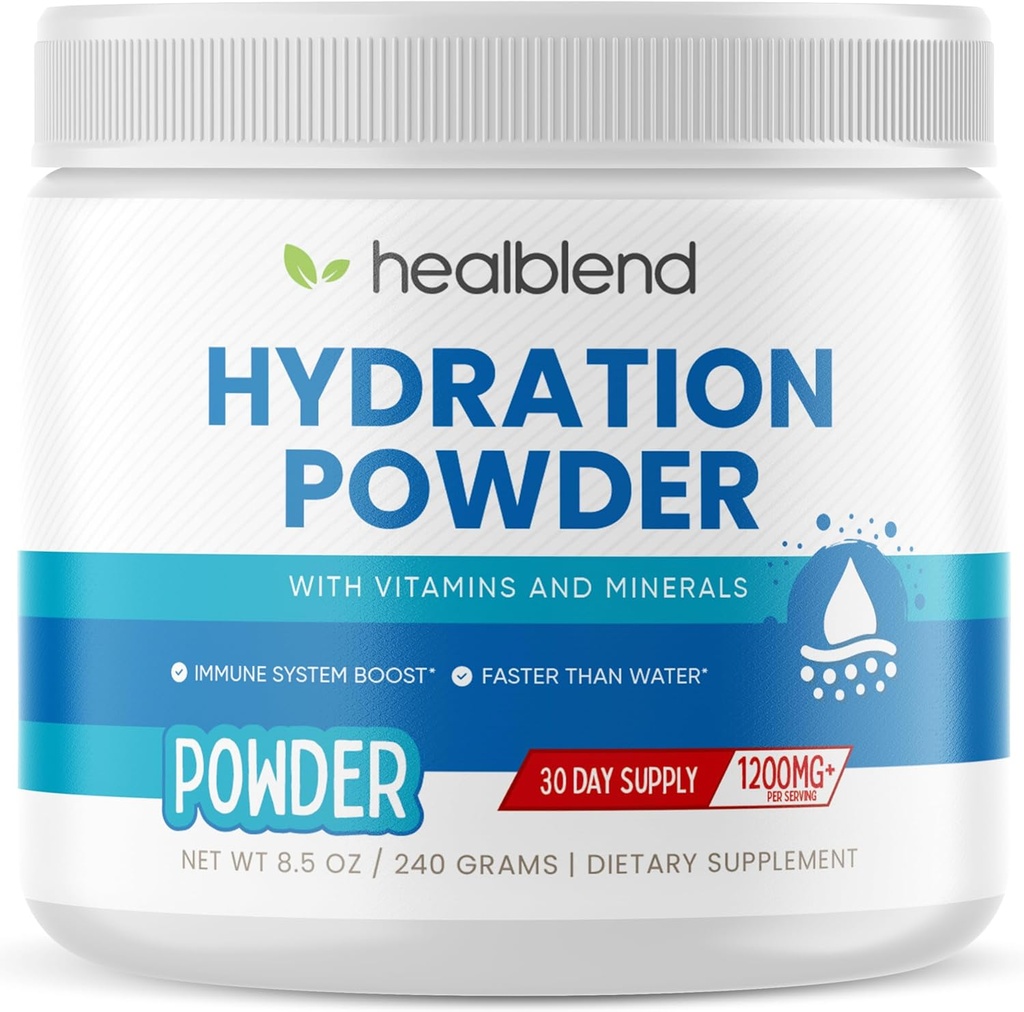 healblend Hydration Powder - Electrolytes Drink Mix with Magnesium, Zinc, Real Pink Himalayan Salt, Vitamin C, B Complex for Endurance & Energy
