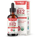 LIQUIDHEALTH USDA Ekološki metil vitamin B12 Metilkobalamin tekoče kapljice s Tart Cherry Juice - Boost Energy, Imunska podpora, izboljšanje spomina in koncentracije - ZDA Made, Vegan, Non-GMO (2 oz)