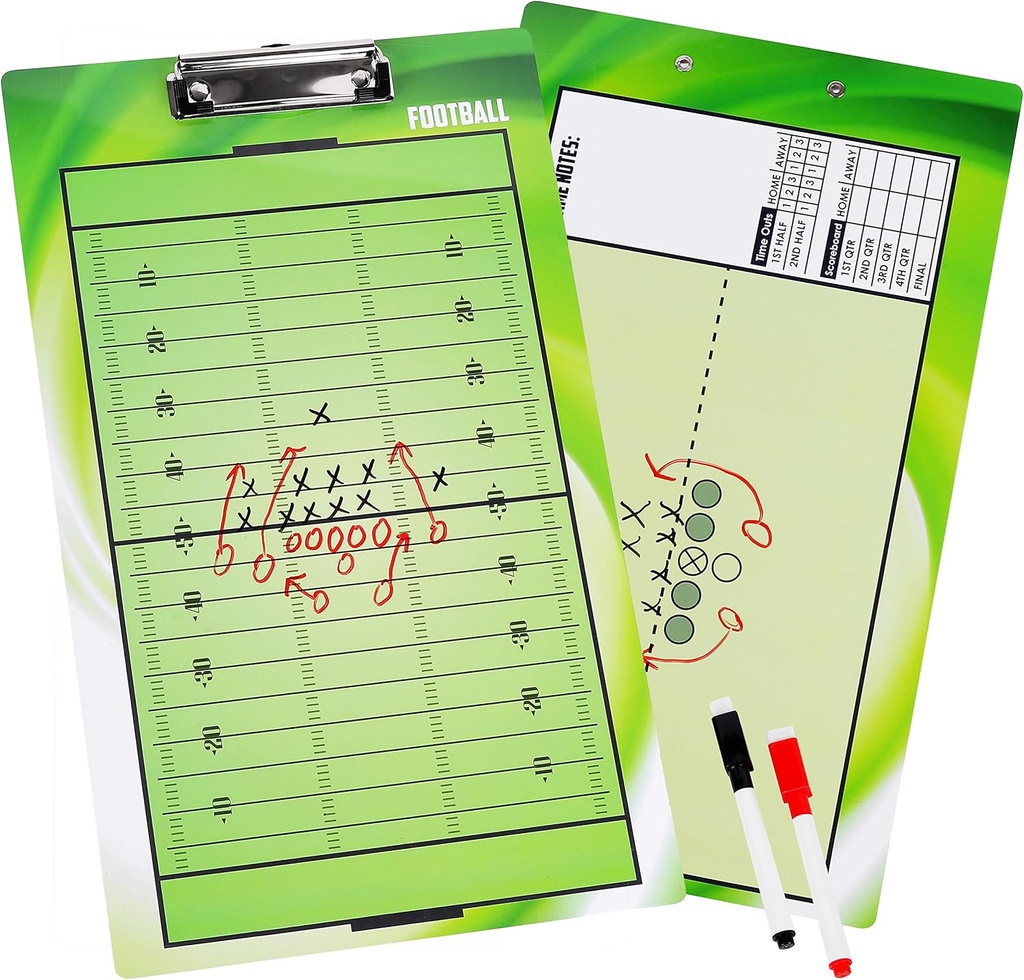 BETTERLINE Nogomet Coaching Board Dvojni Sidded Dry-Erase Clipboard za ameriške nogometne trenerje - Prihaja z 2 Izbrisljivi svinčniki