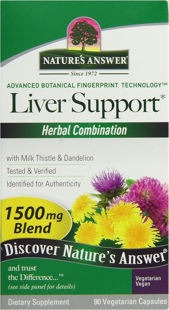Narava odgovor Jetra podpora Zeliščna kombinacija Prehranska dopolnila Organic Natural Vegetarian Vegan Podpora Idealno za zdravo delovanje jeter – 1500mg (90 kapsul)