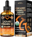 USDA organski vitamin D3 10000iu - kapljice vitamina D za dojenčke, otroke in odrasle, nosečnost in otroke varen imunski sistem, razpoloženje, zdravje kosti in podpora mišic - naravni oranžni okus - 2 fl oz, 60 ml