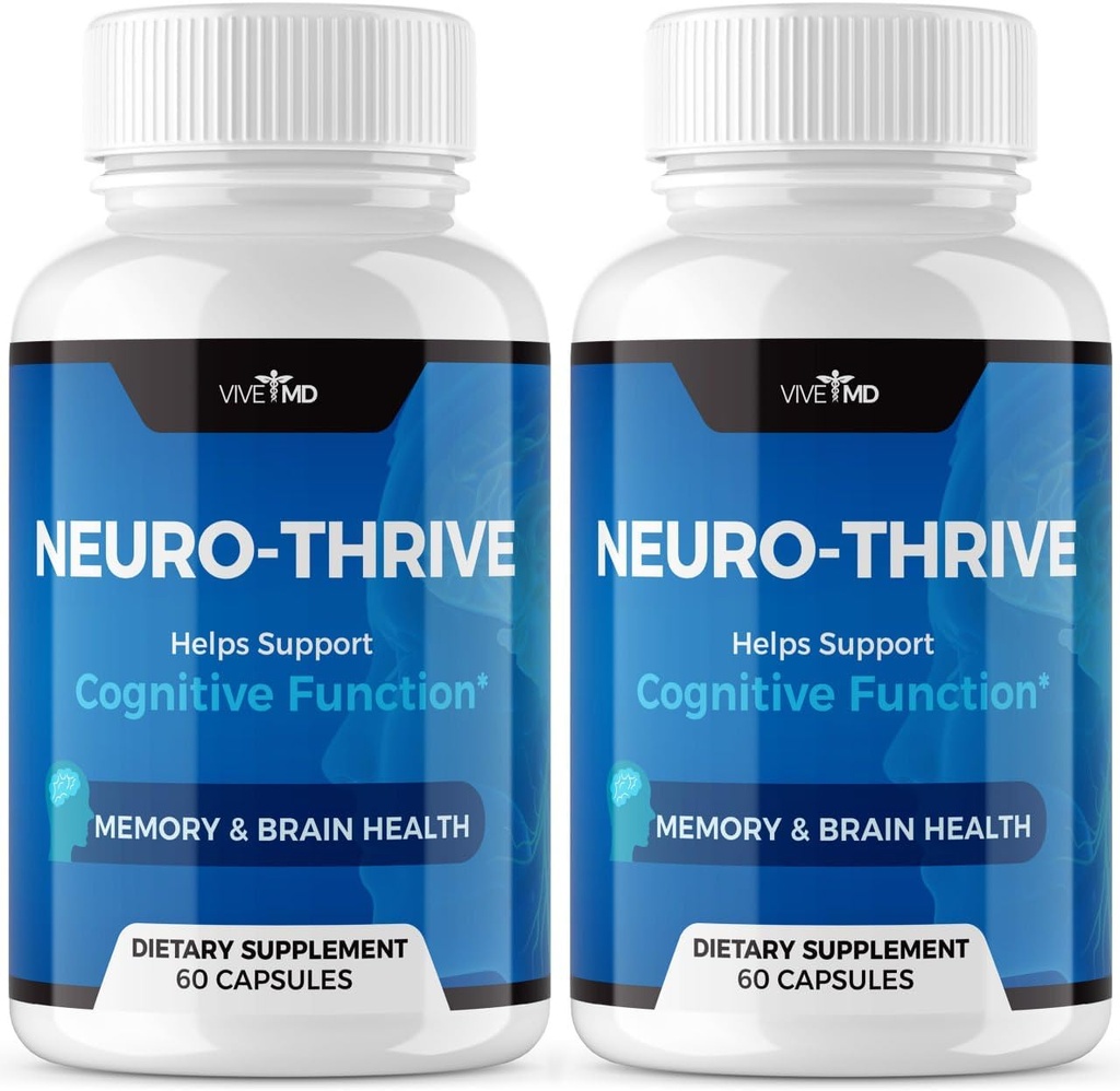 Vive MD Neuro Trive Brain Supplement - Uradna Formula - Neuro Thrive PQQ, Neuro Thrive za dodatno moč z Ginkgo Biloba Extract, Sibirski ginseng ekstrakt (2 paket)