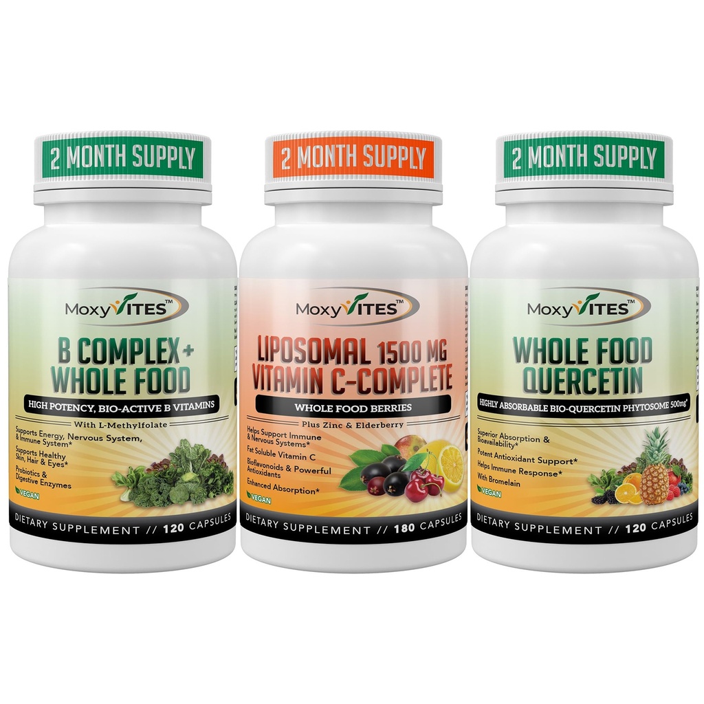 MoxyVites B-Complex - Liposomski vitamin C - Quercetin za energetsko podporo - Perfect Energy Trifeca