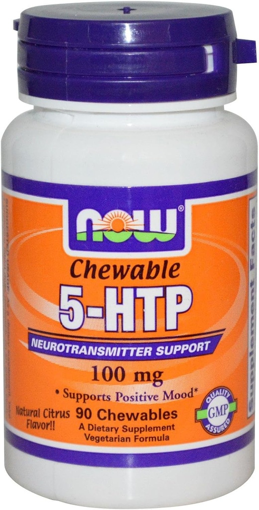 Now Foods 5-HTP Žvečljivi naravni citrus - 100 mg - 90 Žvečljivi