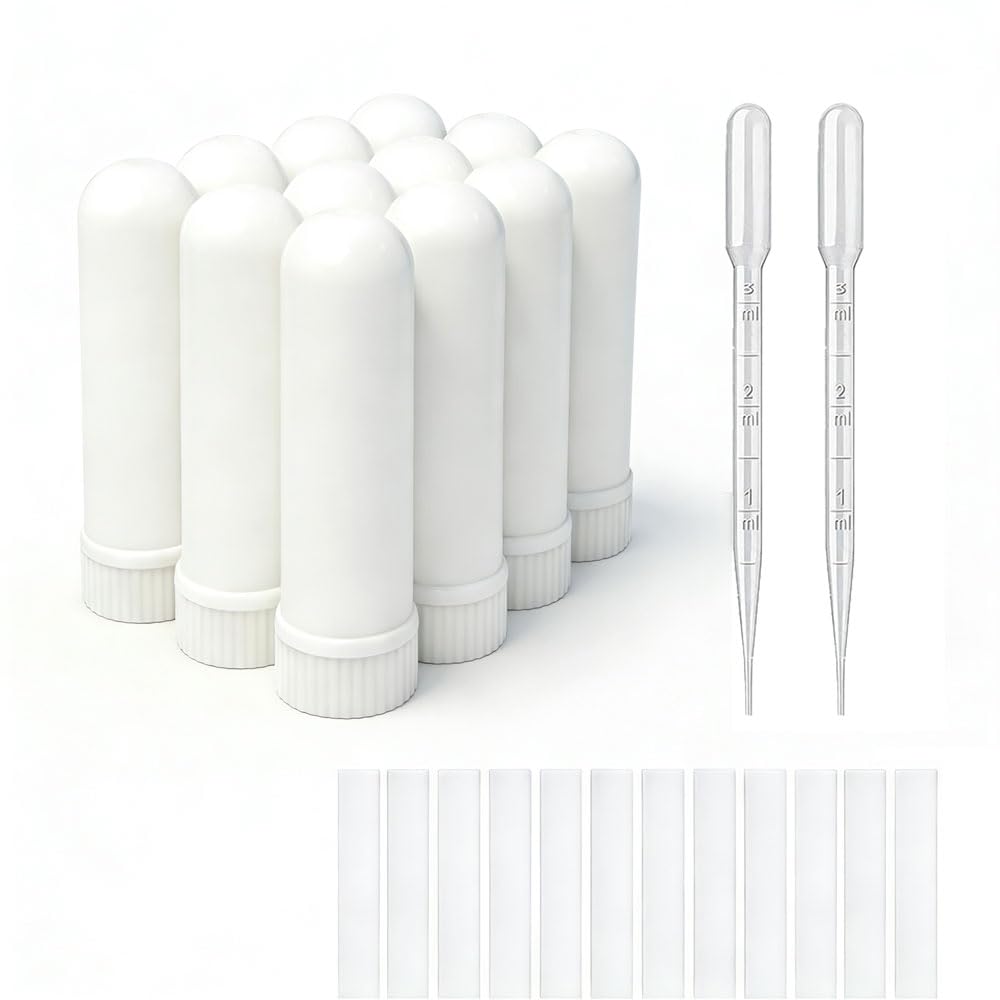 12 Garniture Essential Oil Aromaterapija Tubes Inhaler Packs Blank Nazal Inhalers(12 Popolne palice) + 2 Polietilen Pipette kapalke