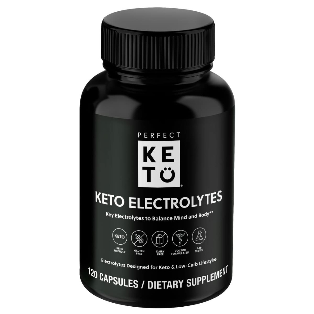 Popolne kapsule Keto elektrolitov, brez glutena, elektrolitski dodatek z magnezijem, kalcij, kalij in natrij, hidracijo, energijo, regeneracijo in imuno podporo, nearomatizirani, 120 strežnikov