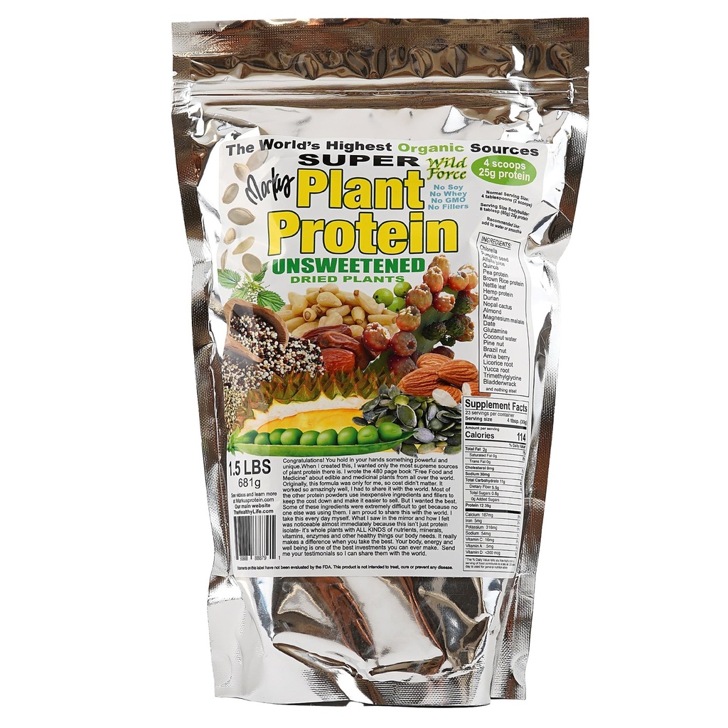 Super Rastlinski proteini - nesladkan - Beljakovinski prah Obogaten z eksotičnimi borovimi orehi, Durian, & Prickly Pear Kaktus - Prebavni-prijateljski, Nutrient-Rich