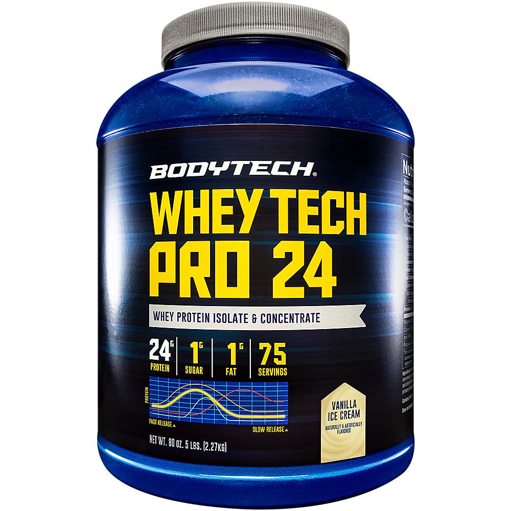 BODYTECH Whey Tech Pro24 Powder Vanilla Ice Cream (5 lbs/ 75 Serving)