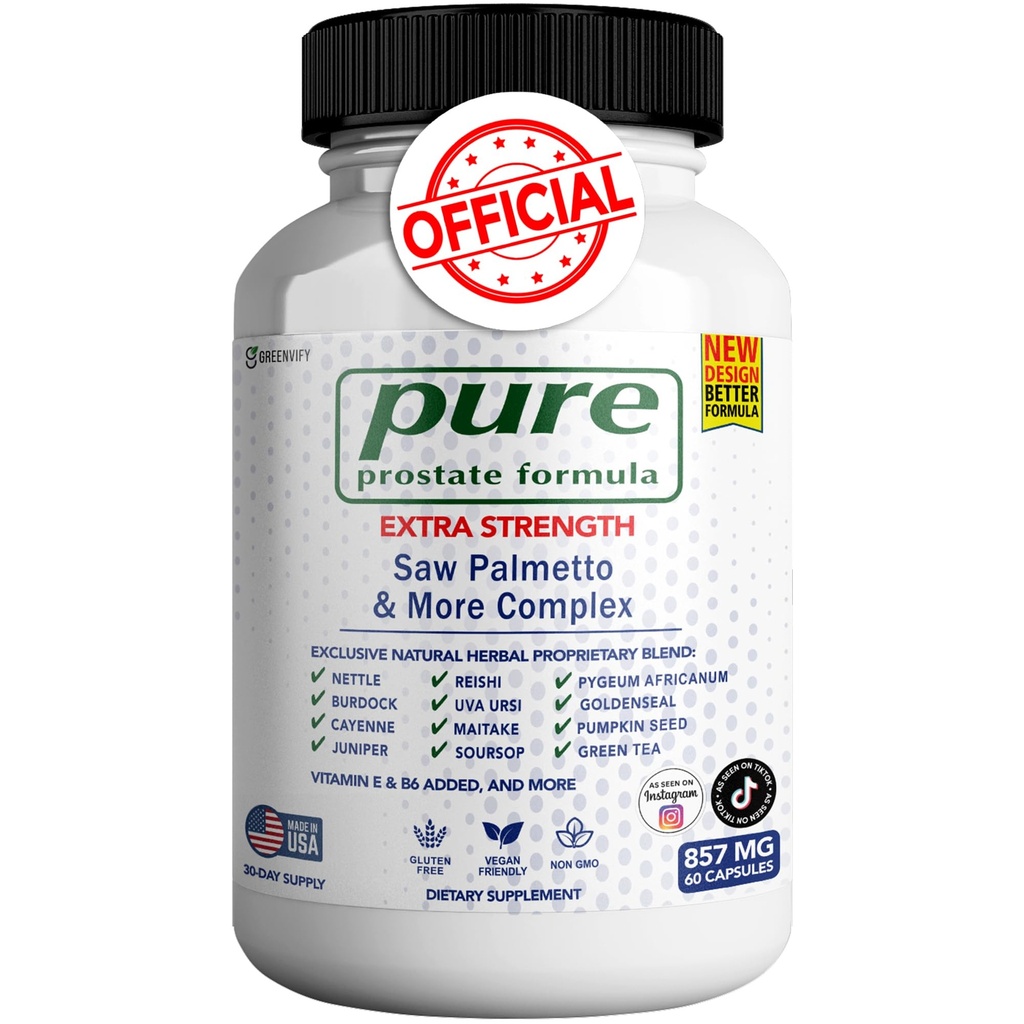 Pure Prostata Formula Saw Palmetto & Več Complex 857 mg Prostata dopolnila za moške kapsule, zdravstvene dopolnila - Največja moč, vse naravno za podporo normalno in zdravo funkcijo (1)