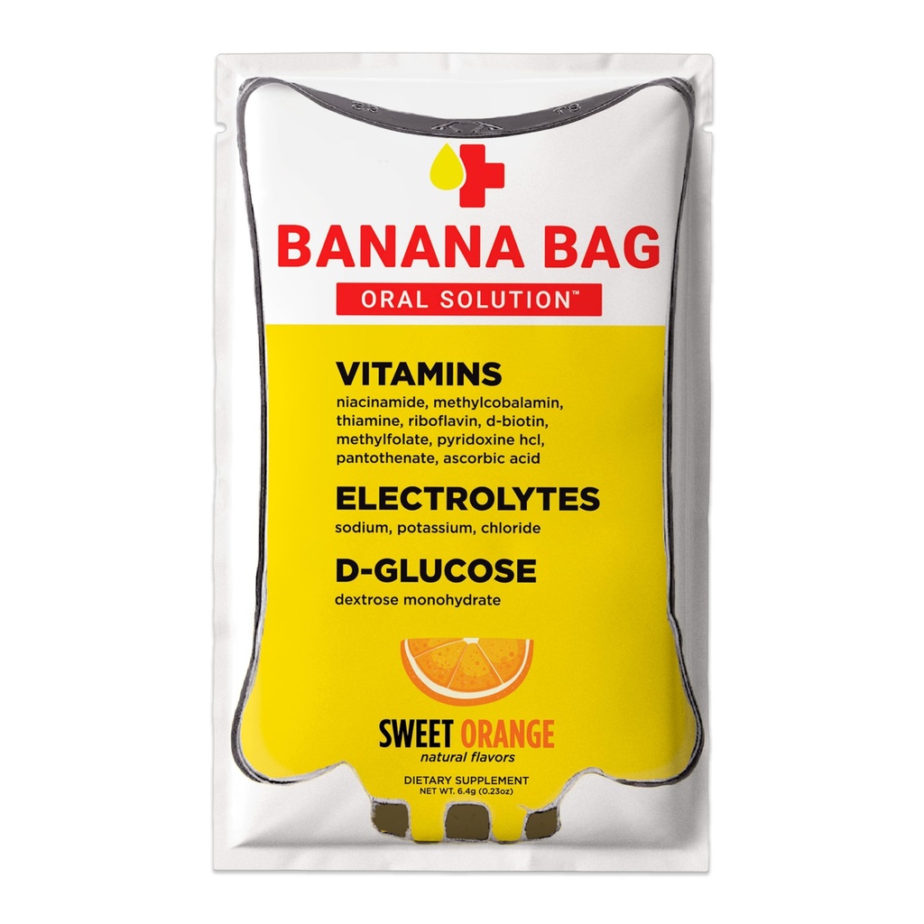 Banana Bag peroralna rešitev Recovery Packets – Sweet Orange 30pk  Prijeten, enostaven do mix in popoln za vsak življenjski slog.