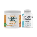 Teaveli organsko zlato mleko v prahu z vitaminom D3 & K2 in Pharma GABA dodatek paket