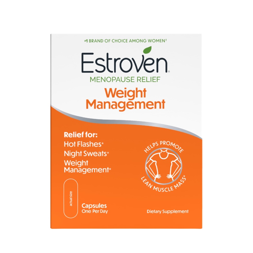 Estroven upravljanje teže za menopavze Relief - 30 Ct. - Klinično dokazano sestavine pomoč Upravljanje teže, Zagotovi nočno potenje in vroče Flash Relief* Brez zdravil in gluten-free Caplets