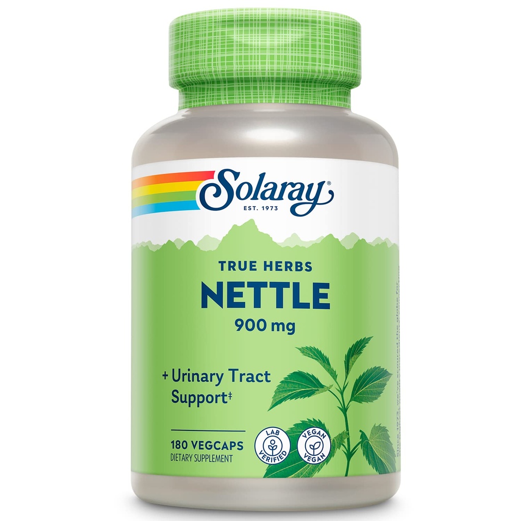 SOLARAY Nettle Leaf 450mg Zdrava ledvica, Sečila in prostata Podpora Tradicionalna uporaba za zdravo alergijo Odziv in Dihalna wellness 180 CT