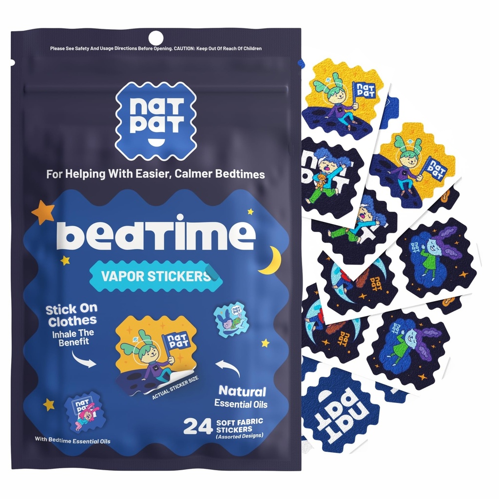NATPAT Sleepy Patch Čas Nalepke za otroke - Sleep Promoting Patch - Ne-Toxic rešitev za boljše spanje - Kemijska & zdravilo brezplačno, Melatonin Free - Buzz Patch Natural Patch (24 Pack)