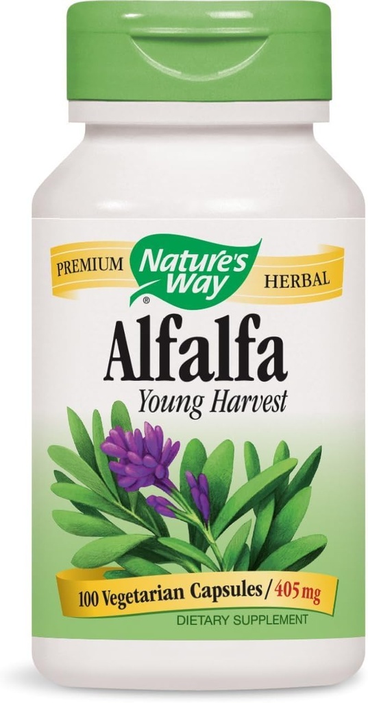 Narava Alfalfa listov, 1,215 mg, 100 vegetarijanskih kapsul, pakiranje po 2